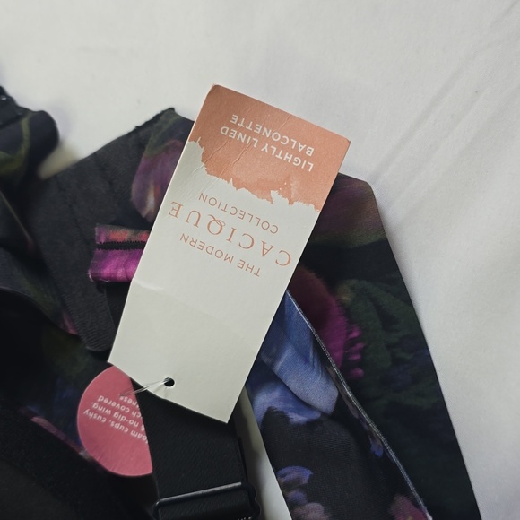 Cacique Lightly Lined Balconette  Underwire Bra with Floral Design Size 40B NwT - Picture 4 of 8